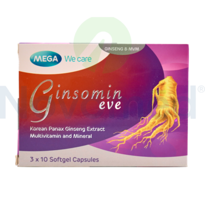 Caps Ginsomin Eve (Korean panax ginseng extract/ vitamins/ minerals) 3x10 softgel capsules. Mega Novemed